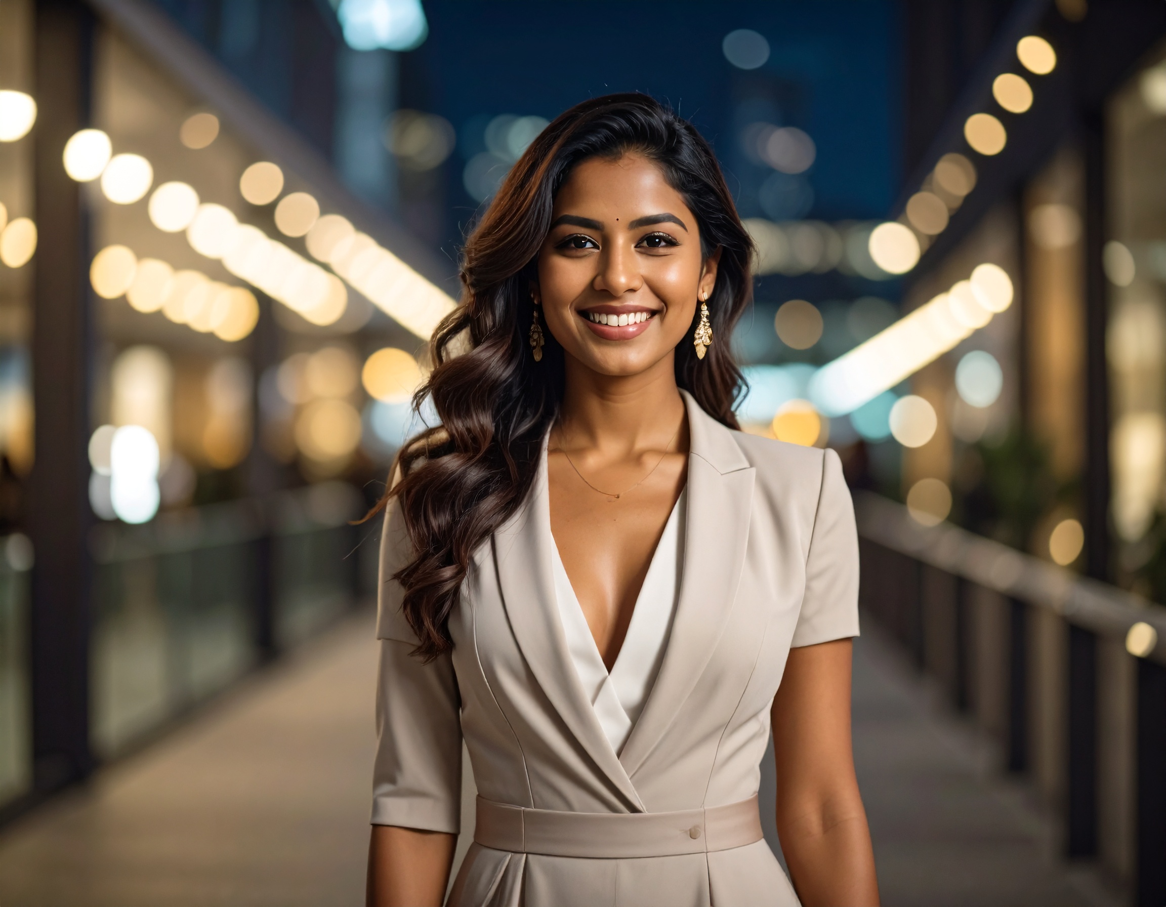 A female executive standing confidently